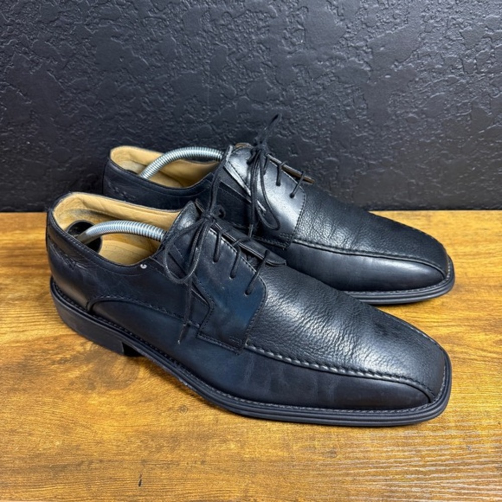Brass Boot Walking Gloves Black Leather Square Toe Oxford Dress Shoes Mens 10.5M